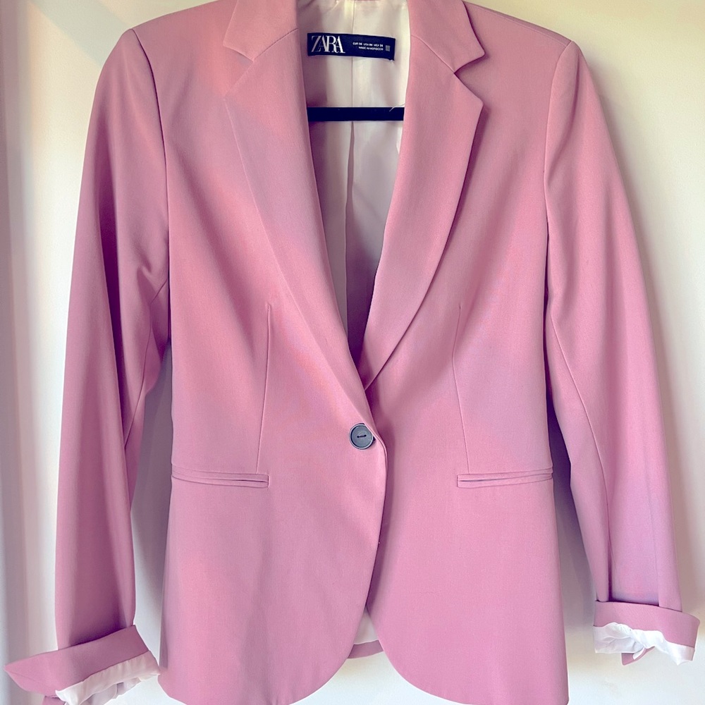 Zara Pink Single-Button Blazer